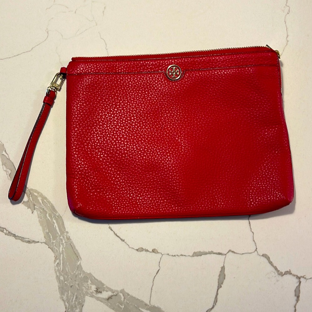 Red Tory Burch large wristlet